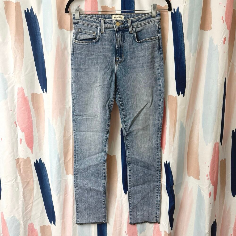 L’Agence Luna Straight Leg High Rise Light Wash Denim Jeans Size 25
